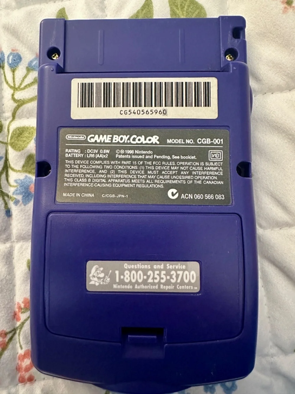 Nintendo Game Boy Color Purple (CGB-001 Handheld Console Tested & Works)